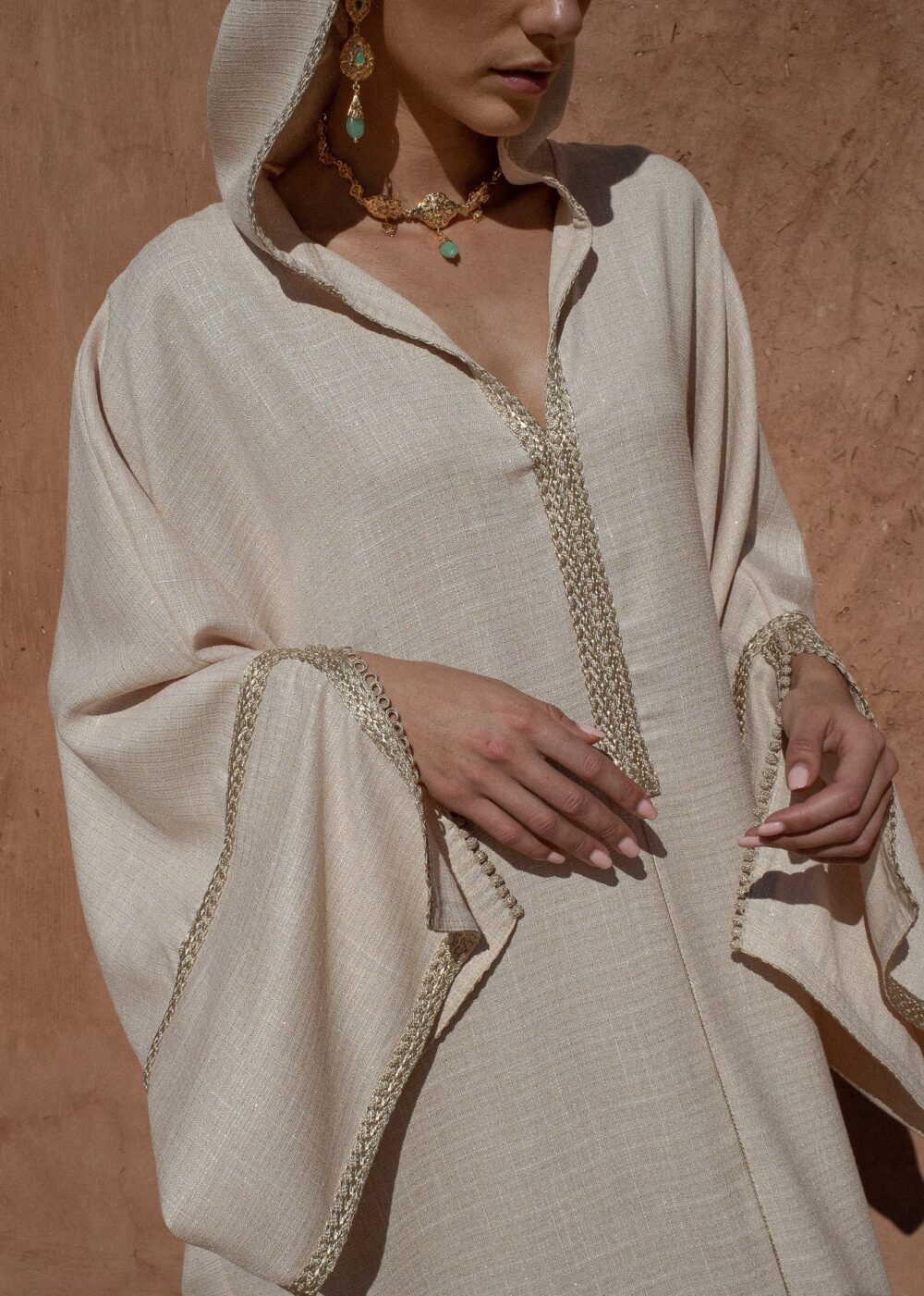 Linen Kaftan Dress - Hooded Jalabiya