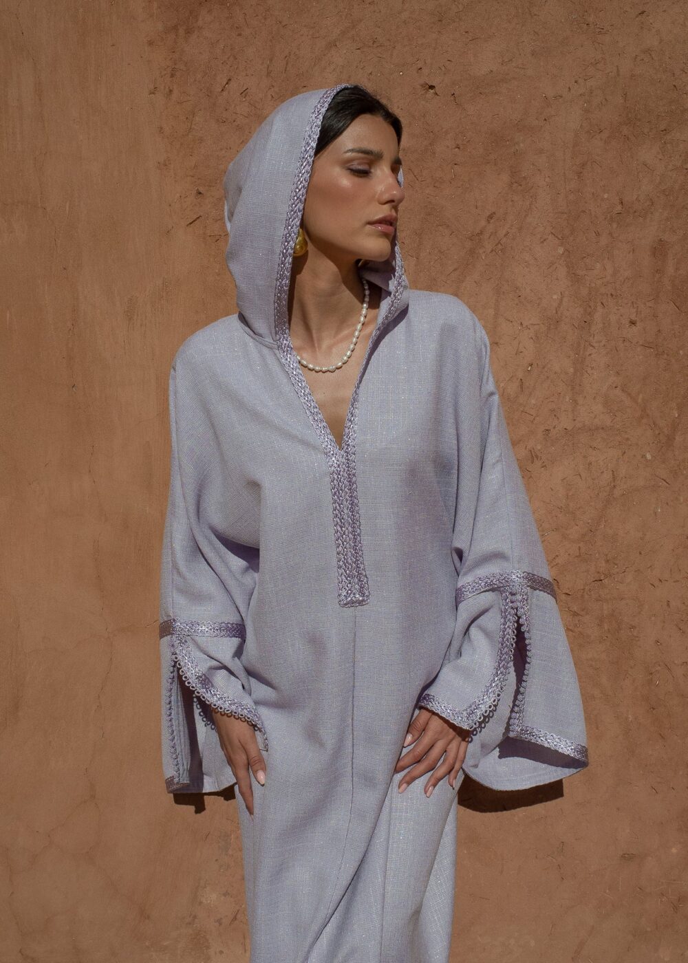 Linen Kaftan Dress - Hooded Jalabiya