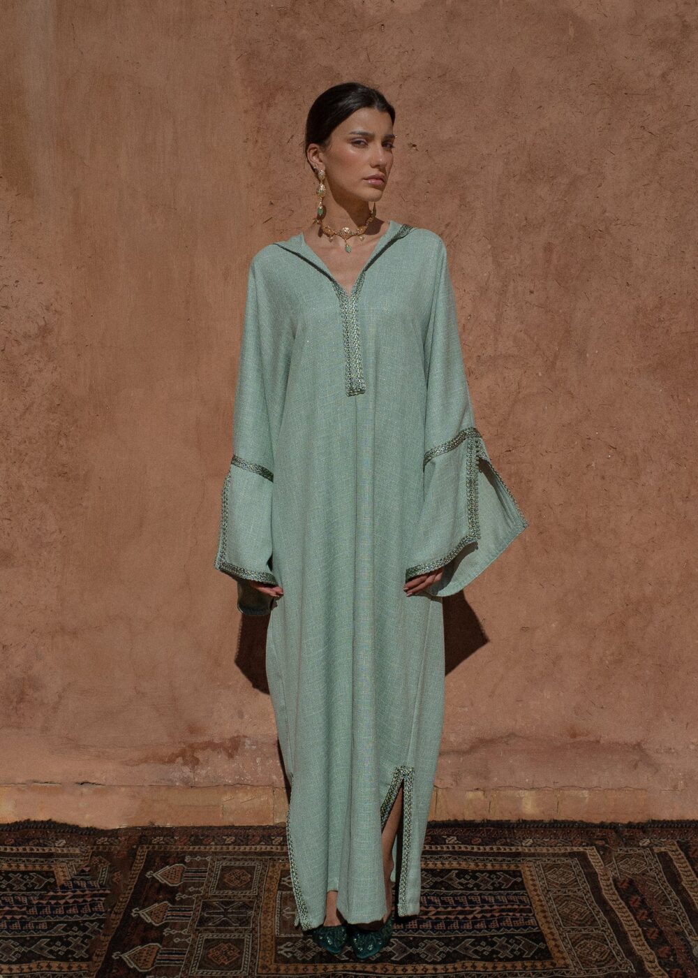 Linen Kaftan Dress - Hooded Jalabiya