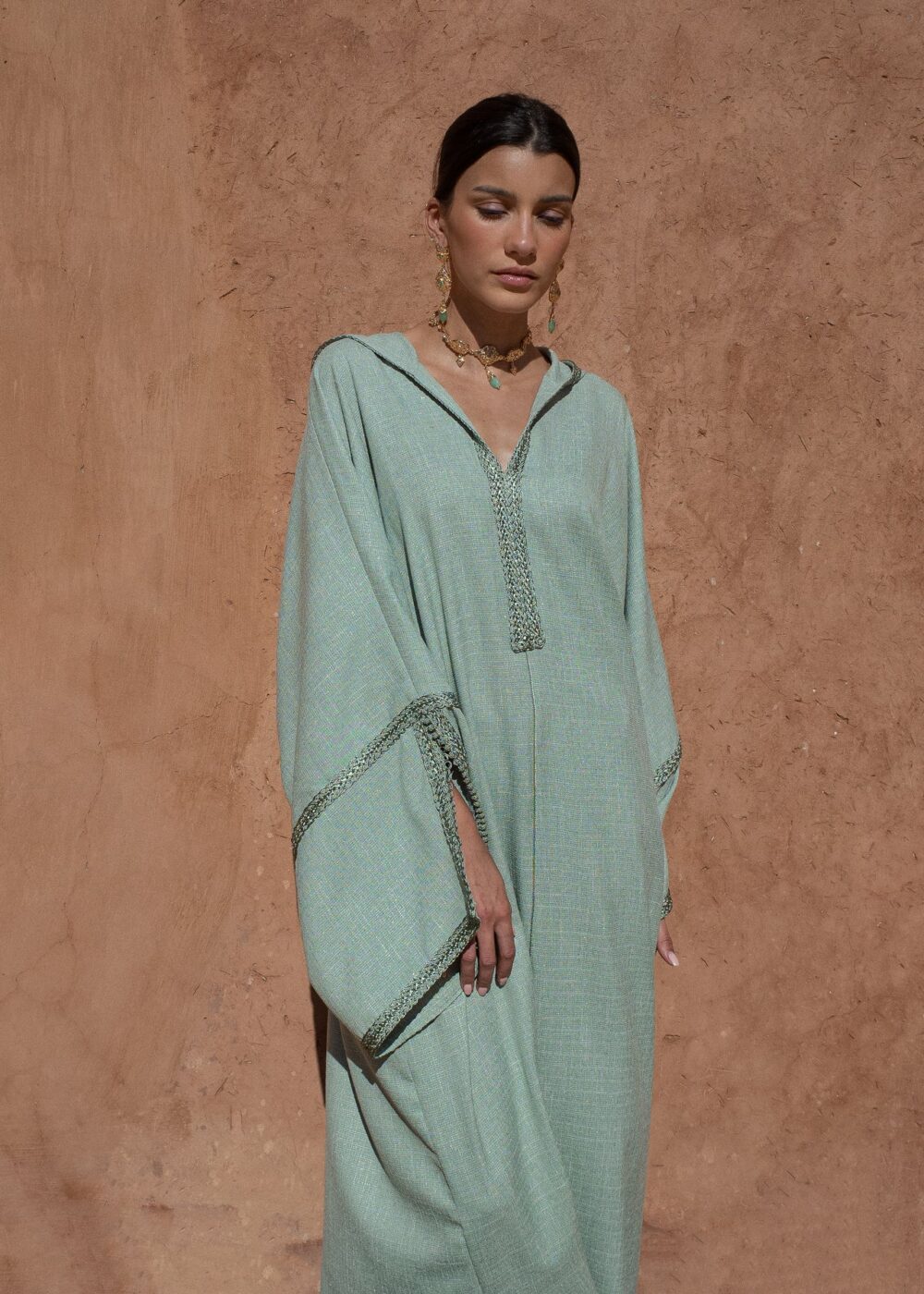 Linen Kaftan Dress - Hooded Jalabiya