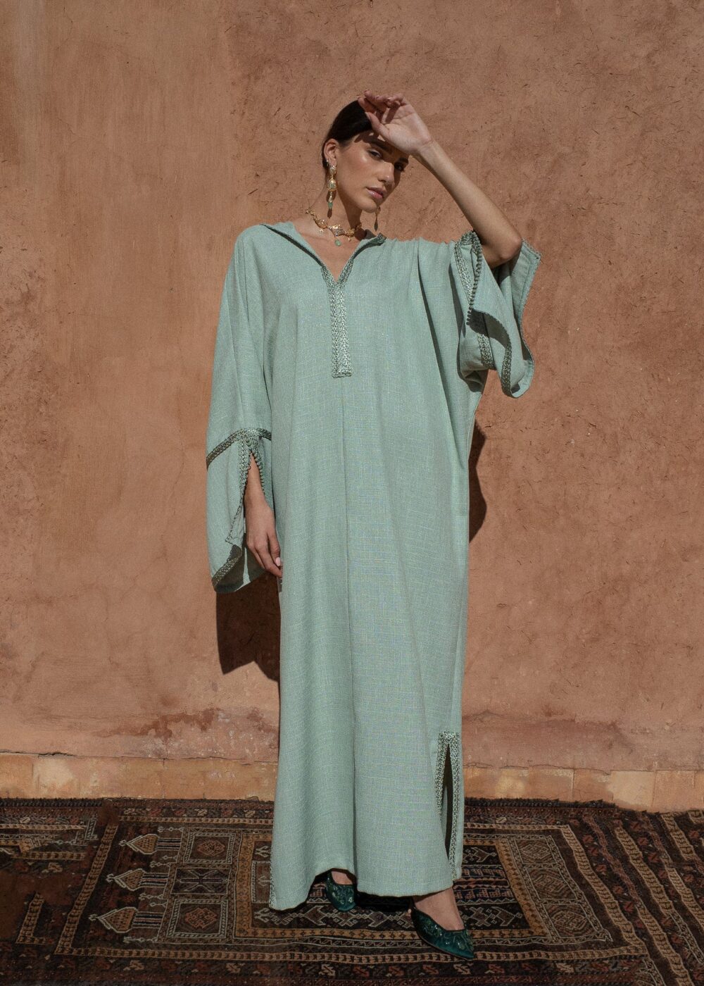 Linen Kaftan Dress - Hooded Jalabiya