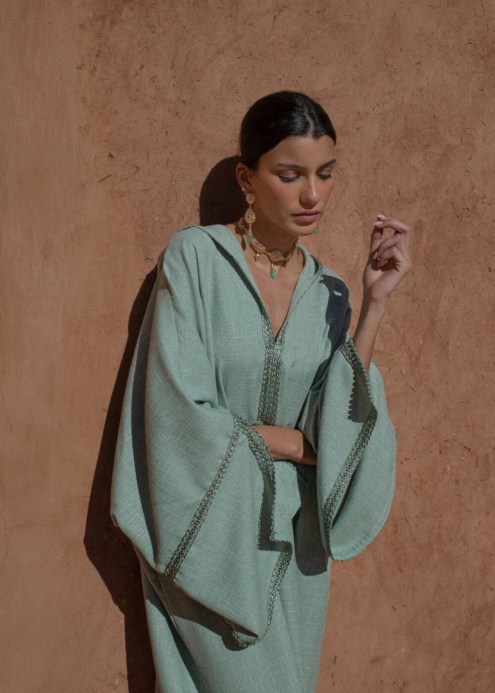 Linen Kaftan Dress - Hooded Jalabiya