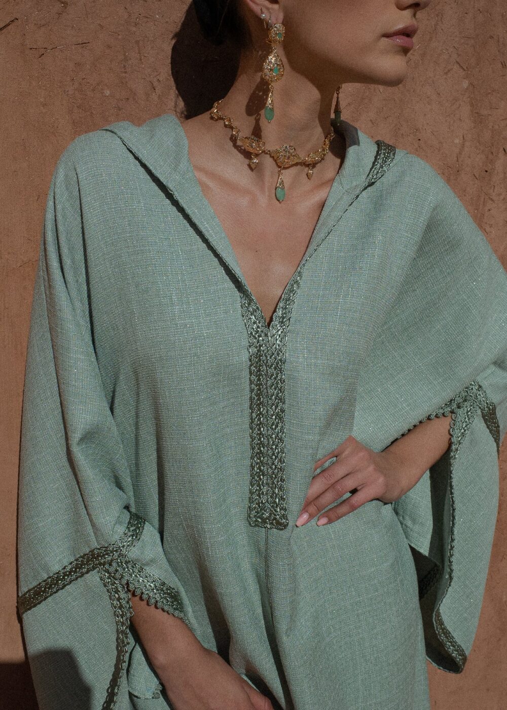 Linen Kaftan Dress - Hooded Jalabiya