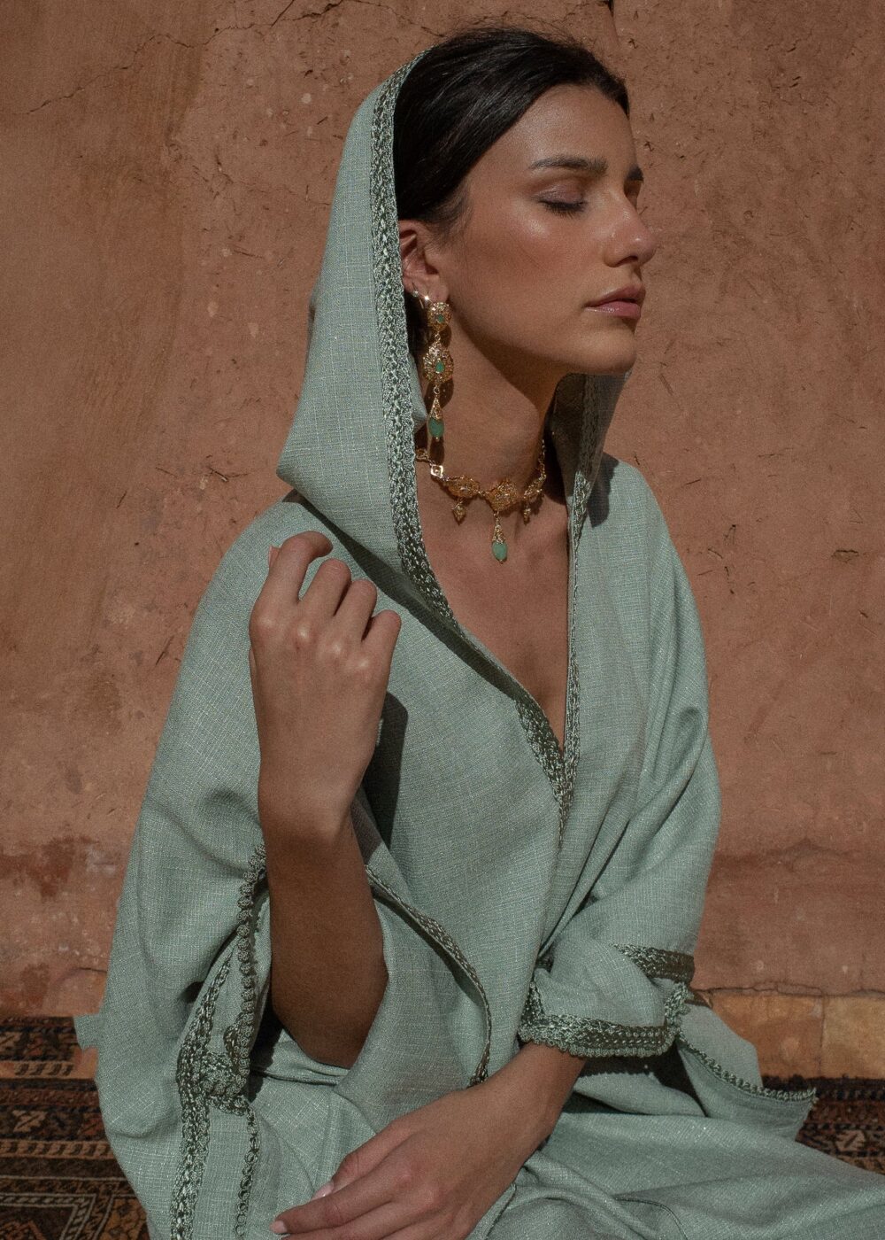 Linen Kaftan Dress - Hooded Jalabiya