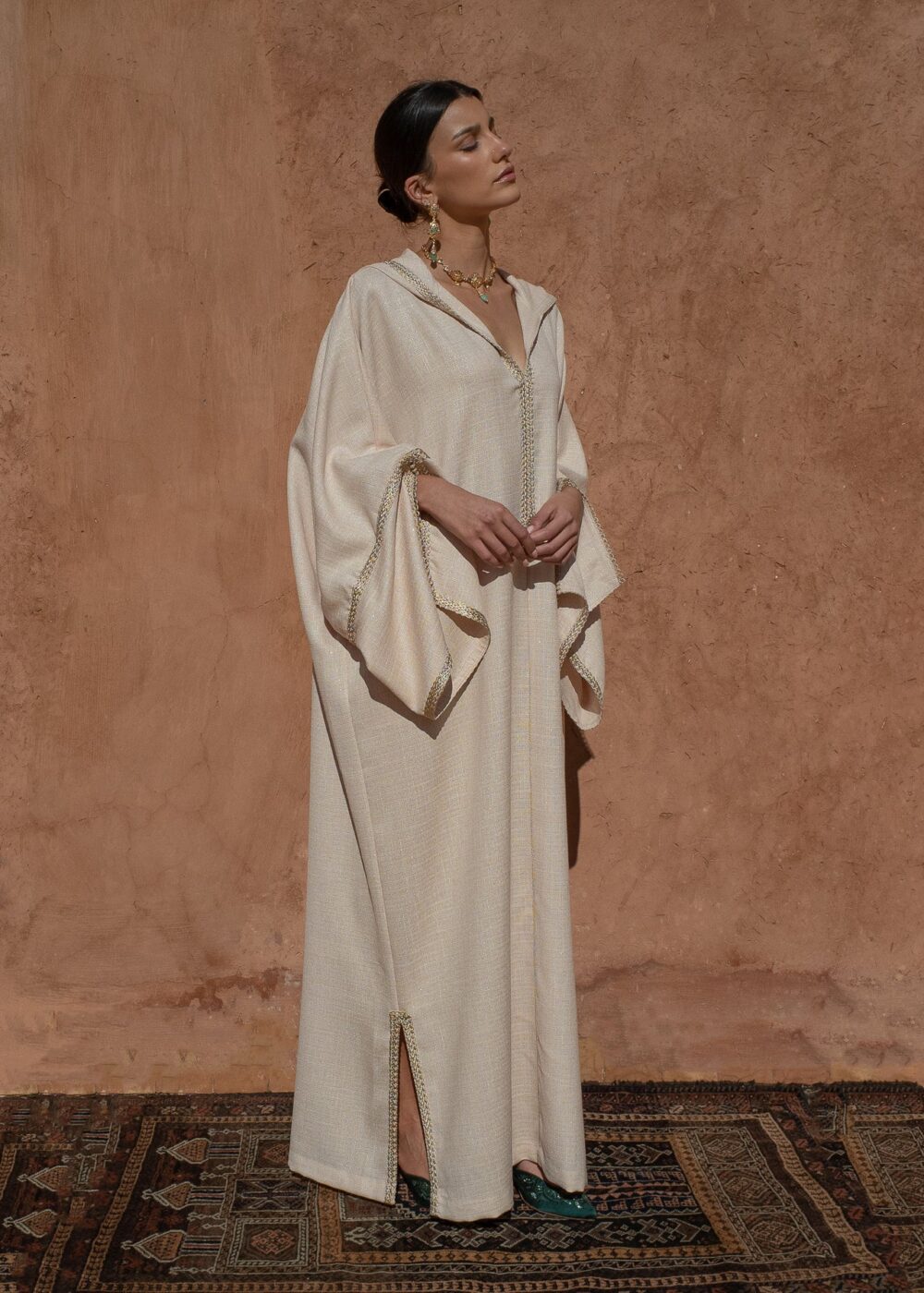 Linen Kaftan Dress - Hooded Jalabiya