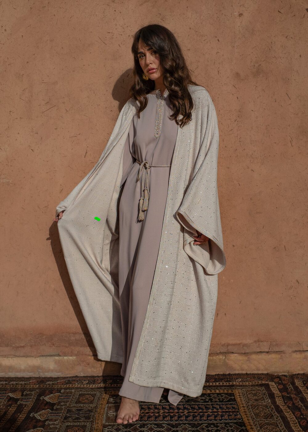 Luxe Kaftan Set - Velvet Tweed and Crepe Matching Ensemble