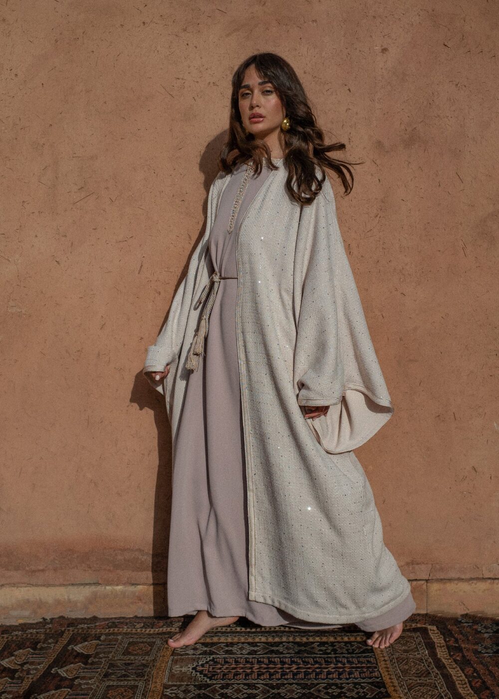 Luxe Kaftan Set - Velvet Tweed and Crepe Matching Ensemble