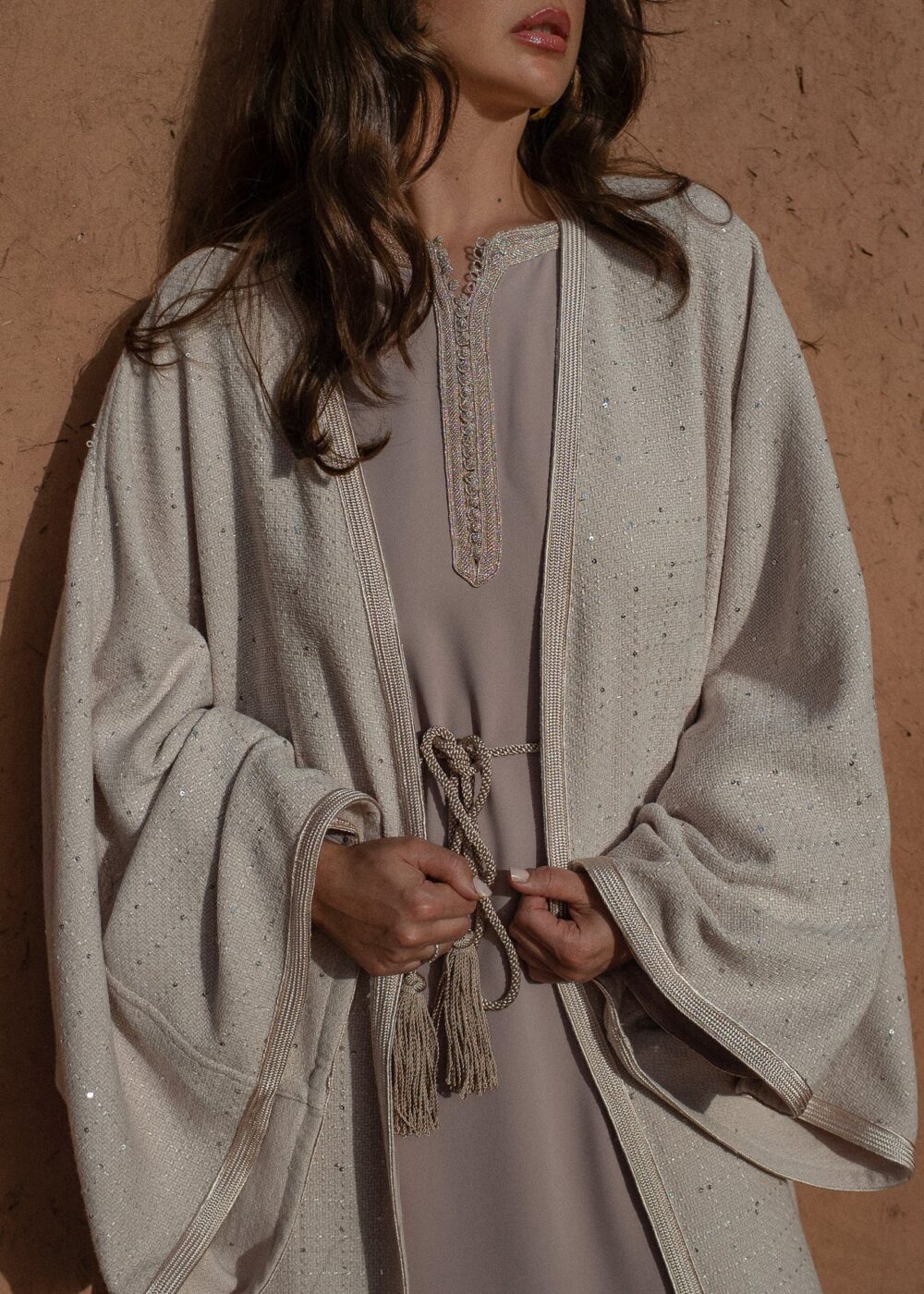 Luxe Kaftan Set - Velvet Tweed and Crepe Matching Ensemble