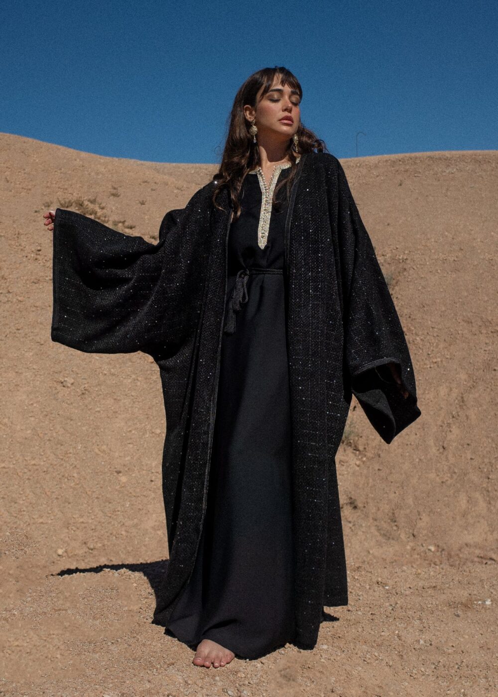 Luxe Kaftan Set - Velvet Tweed and Crepe Matching Ensemble