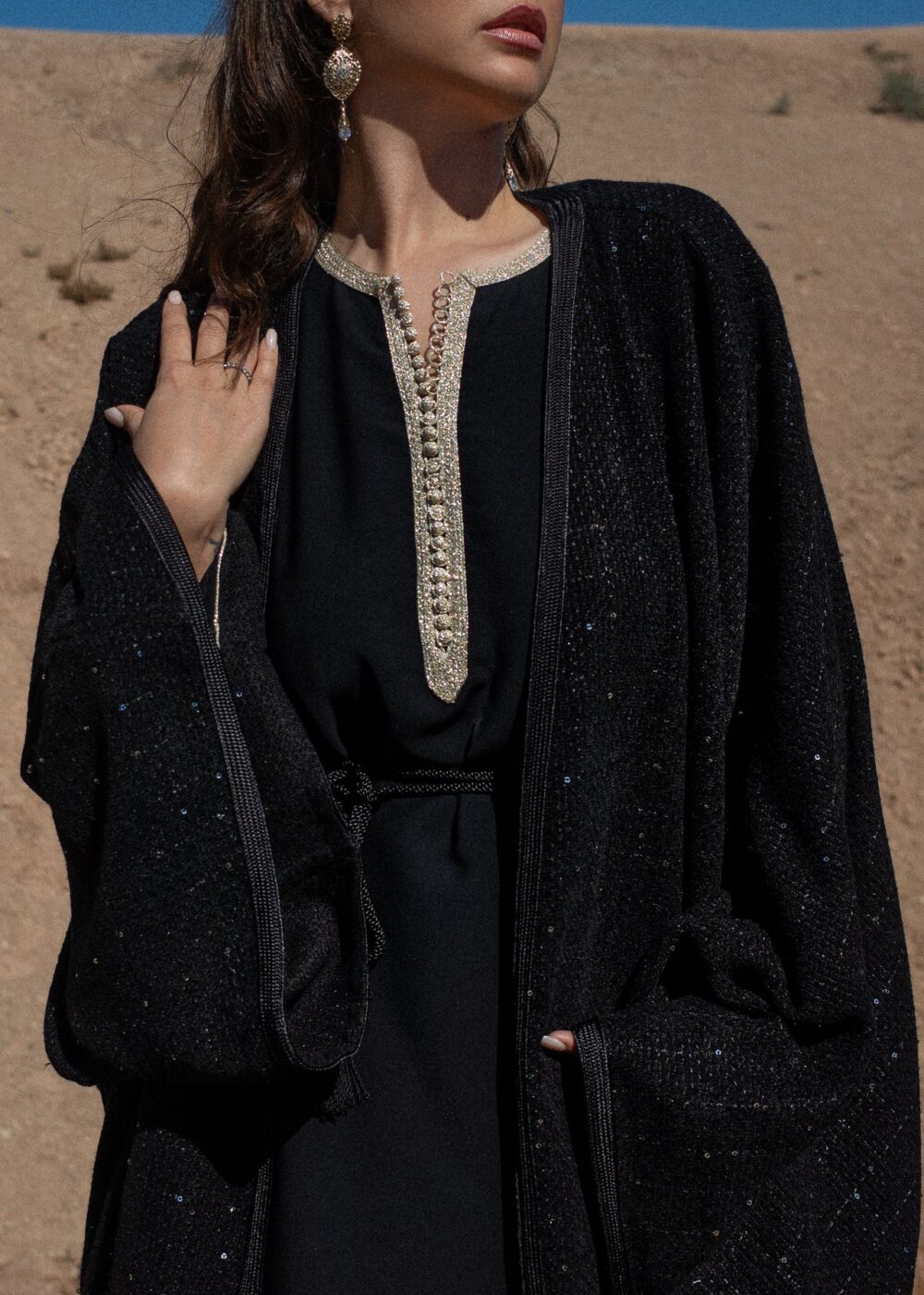 Luxe Kaftan Set - Velvet Tweed and Crepe Matching Ensemble