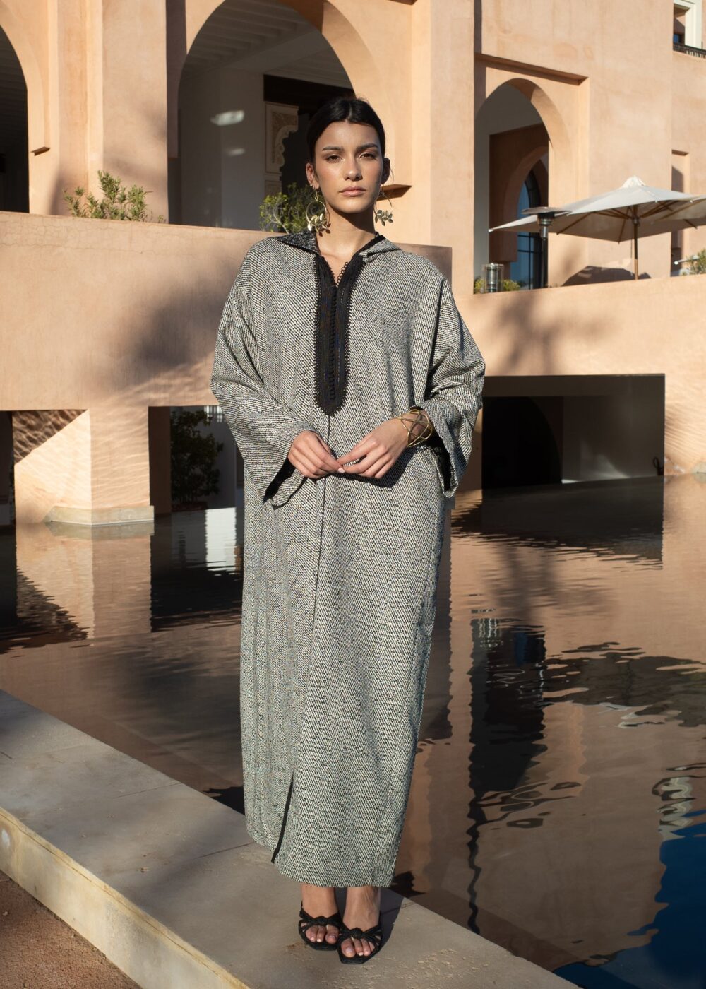 Moroccan Kaftan Jalabiya – Hand Embroidered Mottled Design