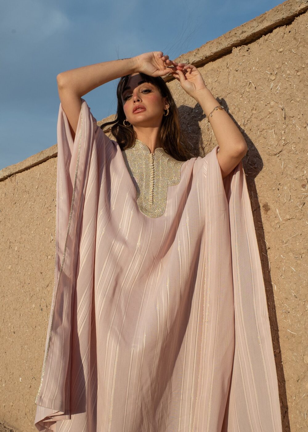 Striped Crêpe Kaftan Set - Effortless Elegance with a Modern Twist