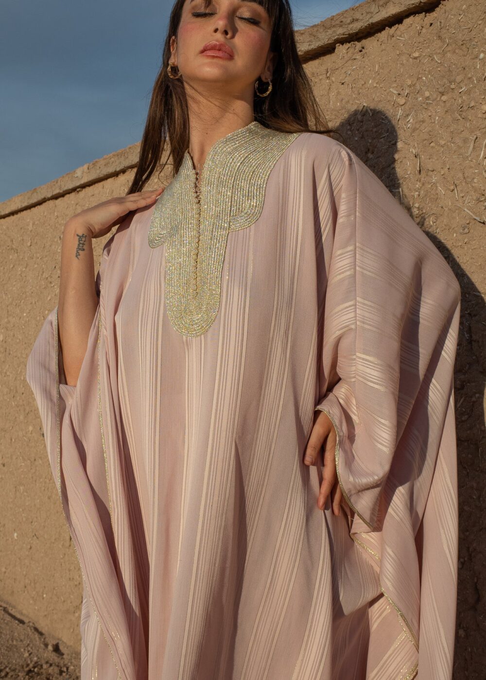 Striped Crêpe Kaftan Set - Effortless Elegance with a Modern Twist