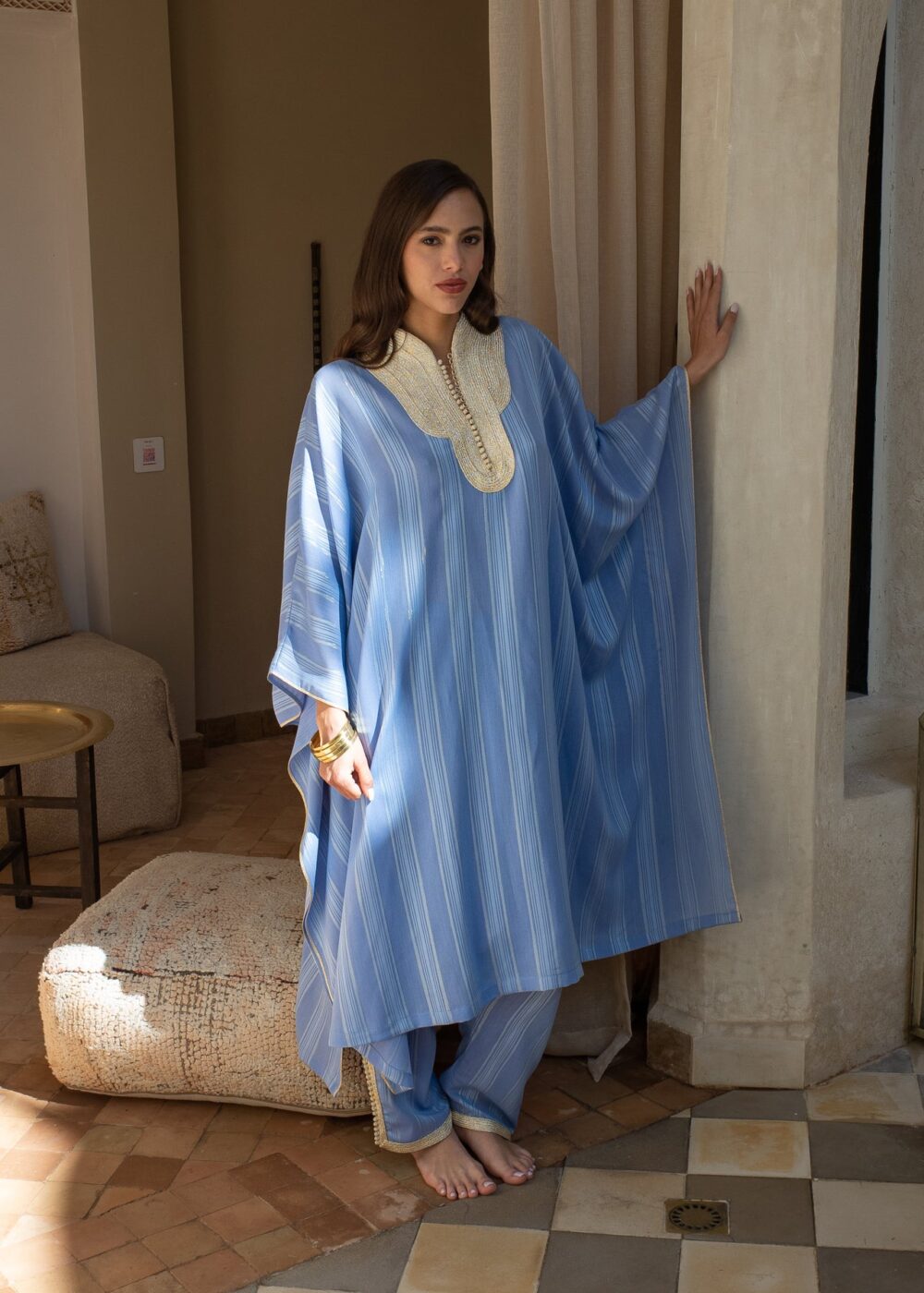 Striped Crêpe Kaftan Set - Effortless Elegance with a Modern Twist