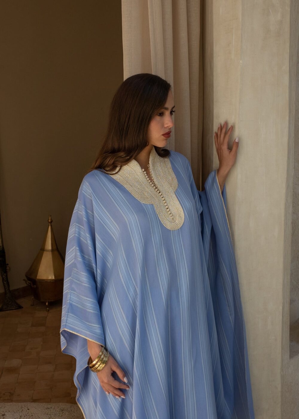 Striped Crêpe Kaftan Set - Effortless Elegance with a Modern Twist