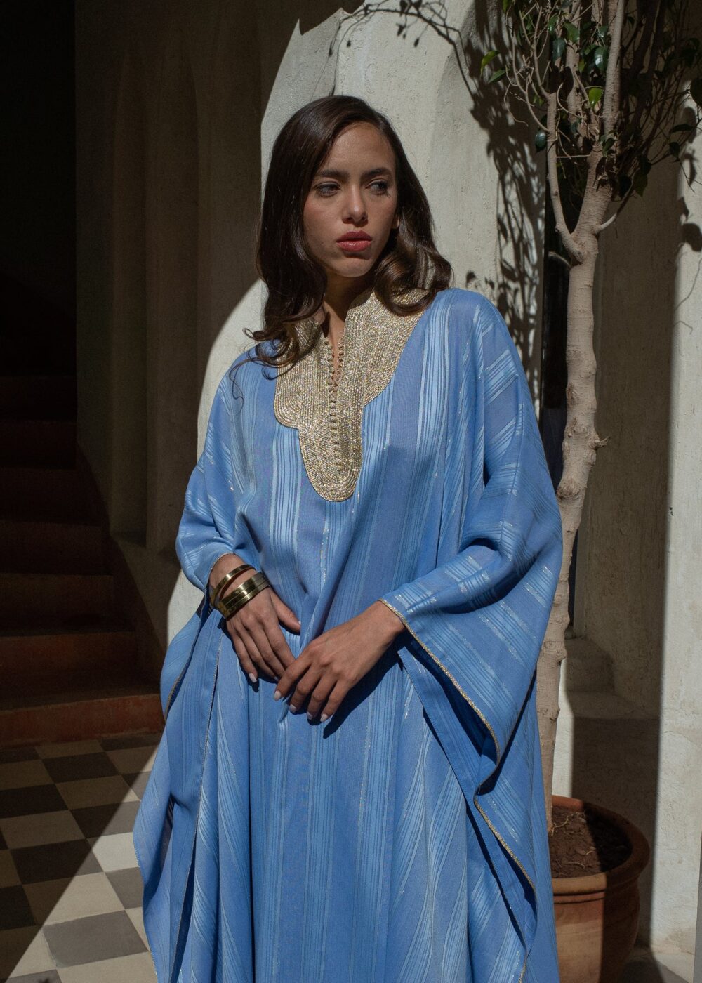 Striped Crêpe Kaftan Set - Effortless Elegance with a Modern Twist