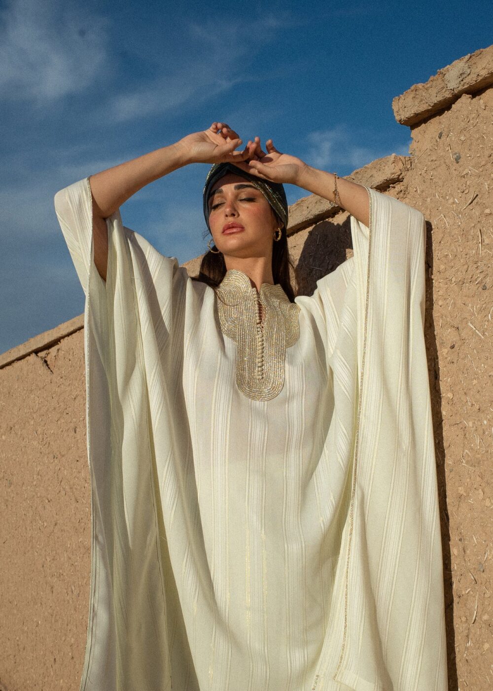 Striped Crêpe Kaftan Set - Effortless Elegance with a Modern Twist