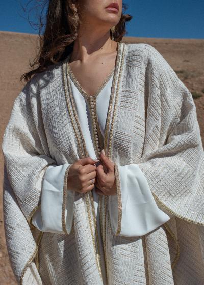 Tweed Cape Kaftan Set - Elegance and Comfort