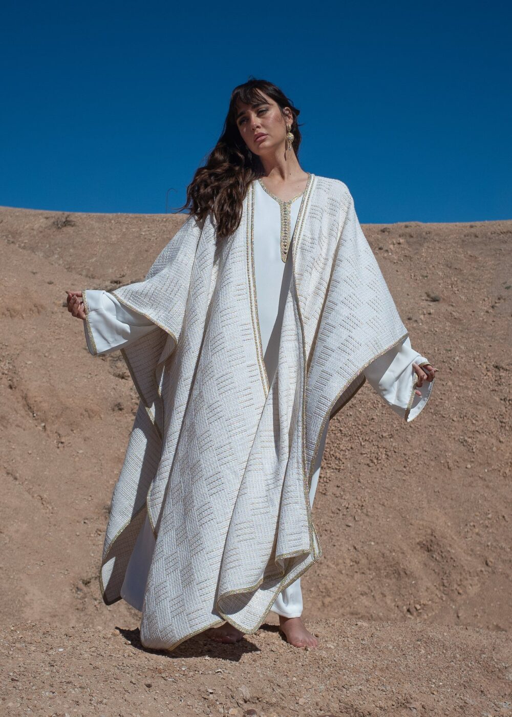 Tweed Cape Kaftan Set - Elegance and Comfort