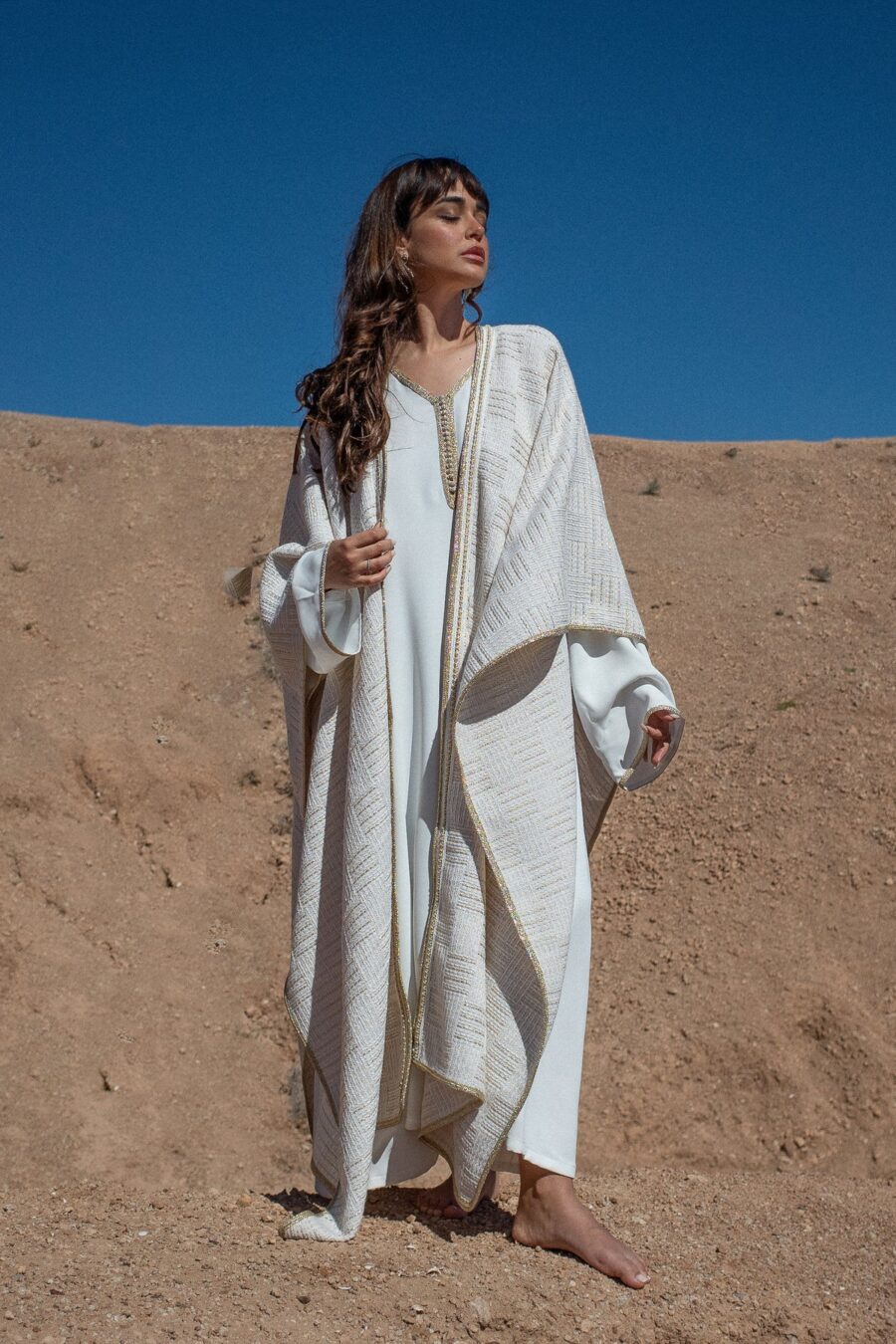 Tweed Cape Kaftan Set - Elegance and Comfort