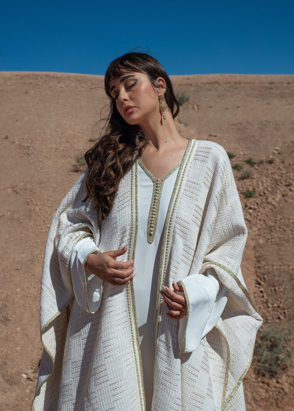 Tweed Cape Kaftan Set - Elegance and Comfort