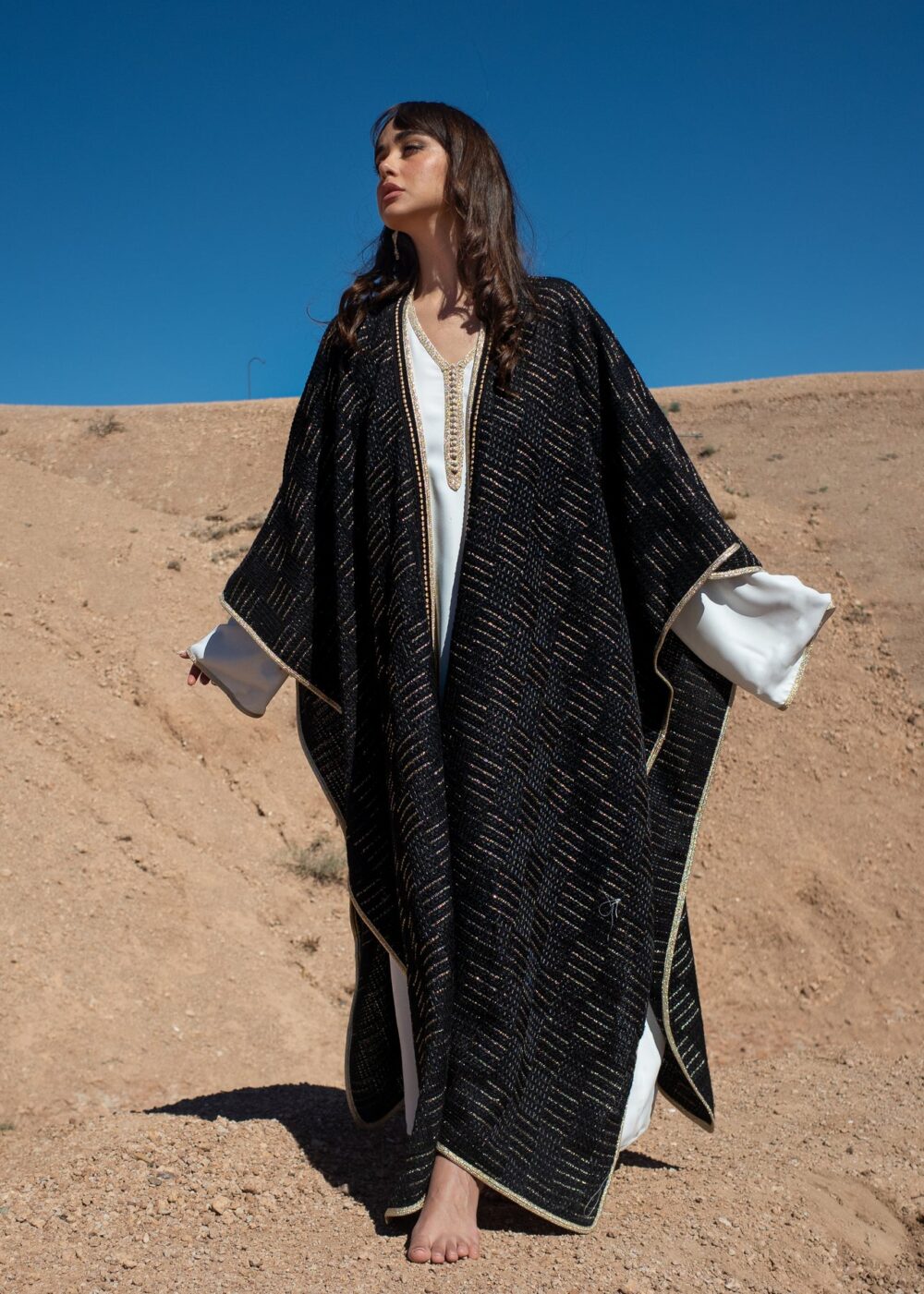 Tweed Cape Kaftan Set - Elegance and Comfort