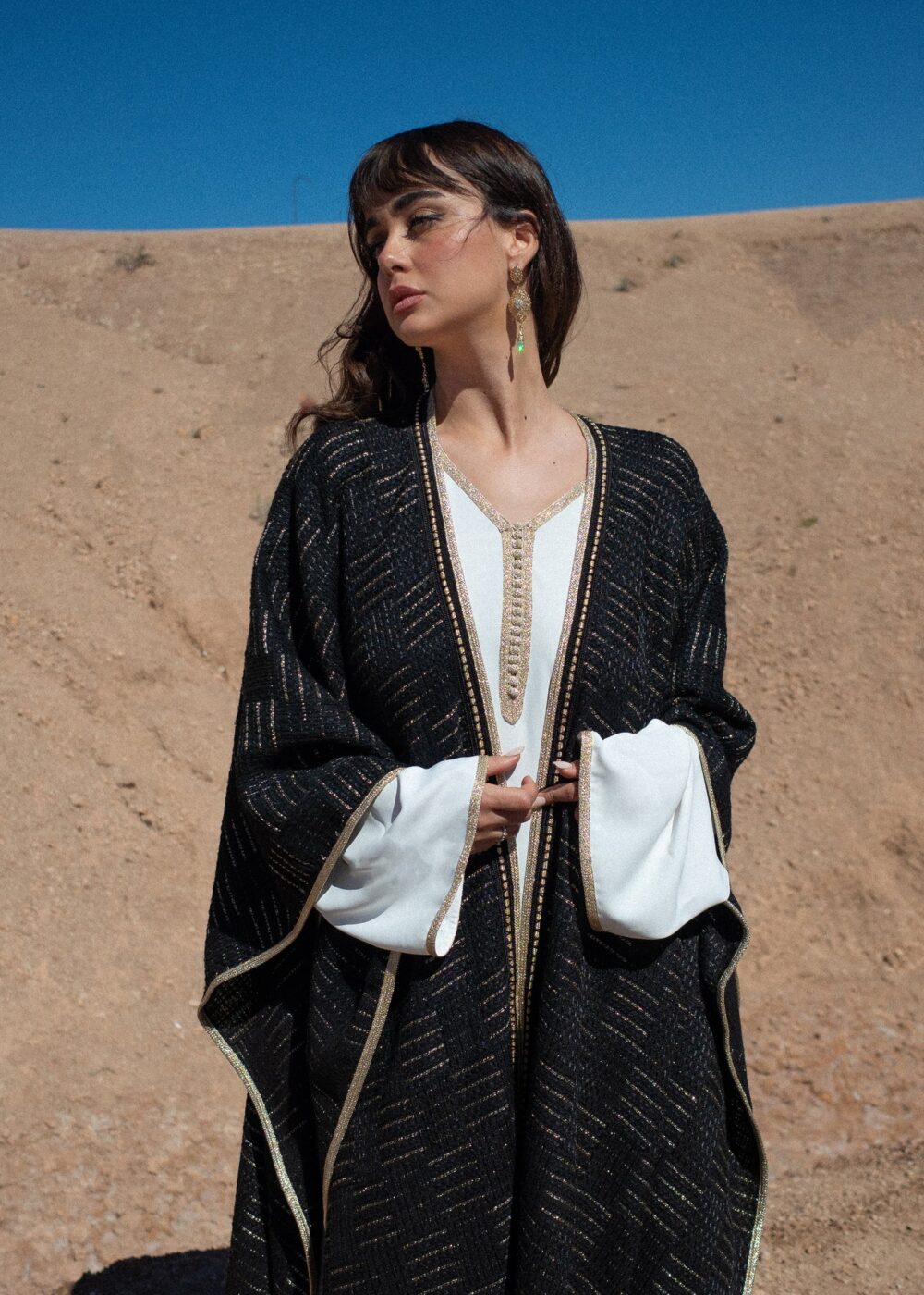 Tweed Cape Kaftan Set - Elegance and Comfort