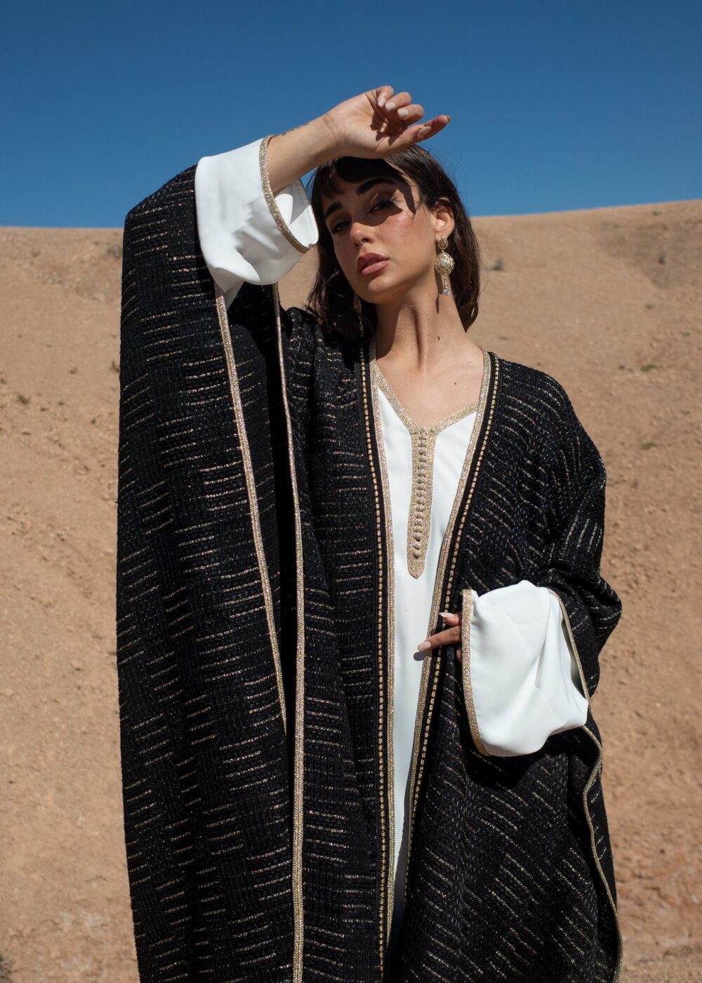 Tweed Cape Kaftan Set - Elegance and Comfort